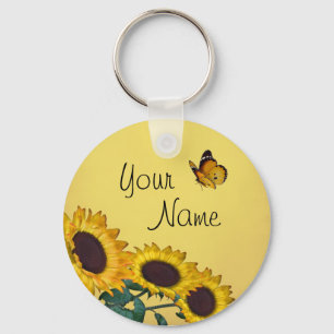 Llavero De girasol y mariposa