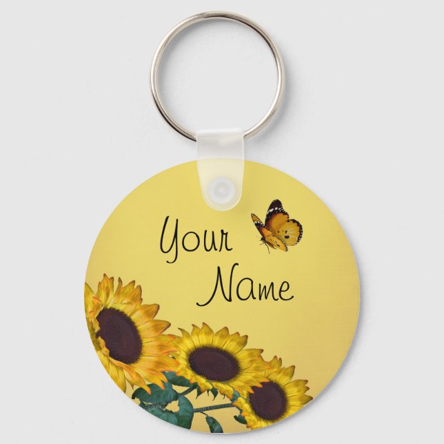 Llavero De girasol y mariposa (Anverso)