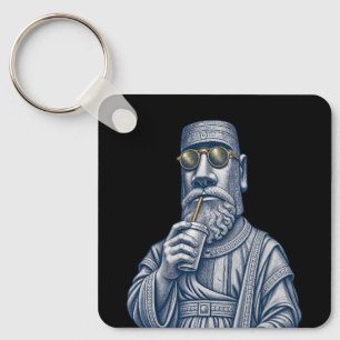 Llavero de grabado vintage de hombre de piedra gen