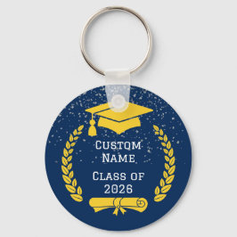 Llavero de graduación de la clase de 2026 azul osc
