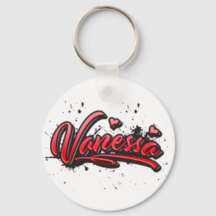 Llavero de grafiti del corazón rojo de Vanessa