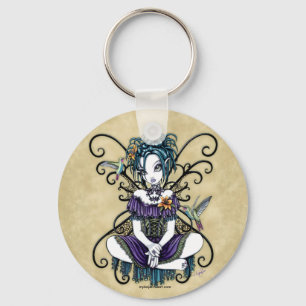 Llavero de hadas del arte del colibrí gótico de