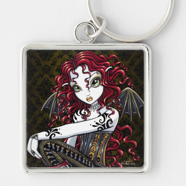 Llavero de hadas gótico de la fantasía del rosa (Frente)