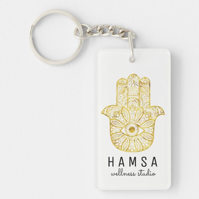 Llavero de Hamsa del oro (Frente)