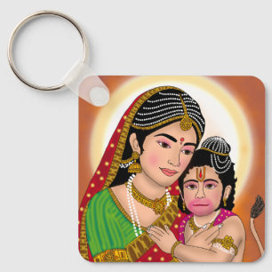 Llavero de Hanuman y Anjana Mata