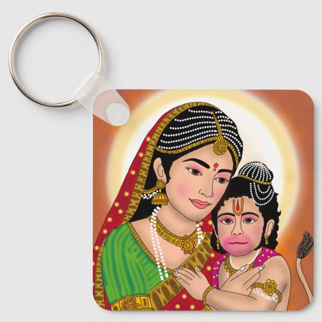 Llavero de Hanuman y Anjana Mata (Anverso)