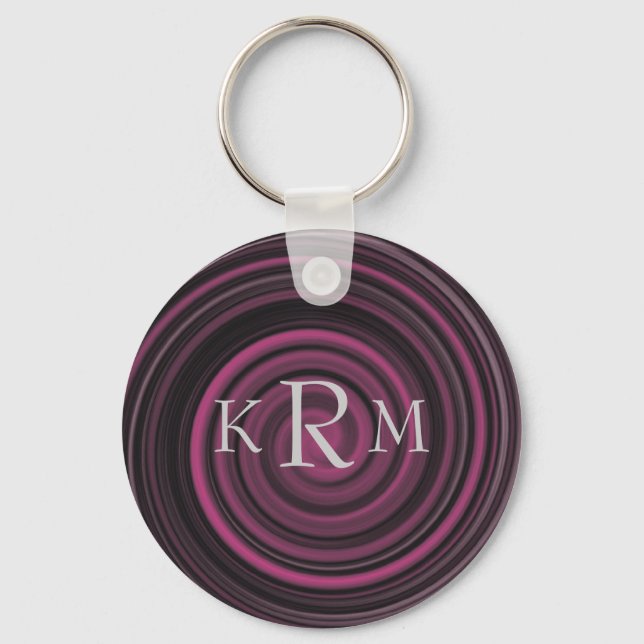 Llavero de iniciales monogramadas con remolinos de (Anverso)