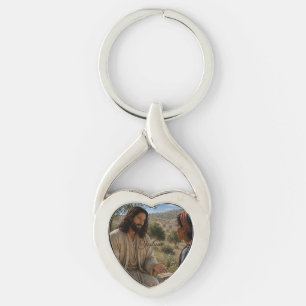 Llavero de Jesús y la mujer samaritana en el pozo