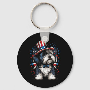 Llavero De Julio Patriótico Beart Collie Dog Us Bandera
