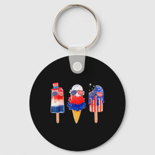 Llavero De Julio Popsicle Red White Blue American Flag Pat