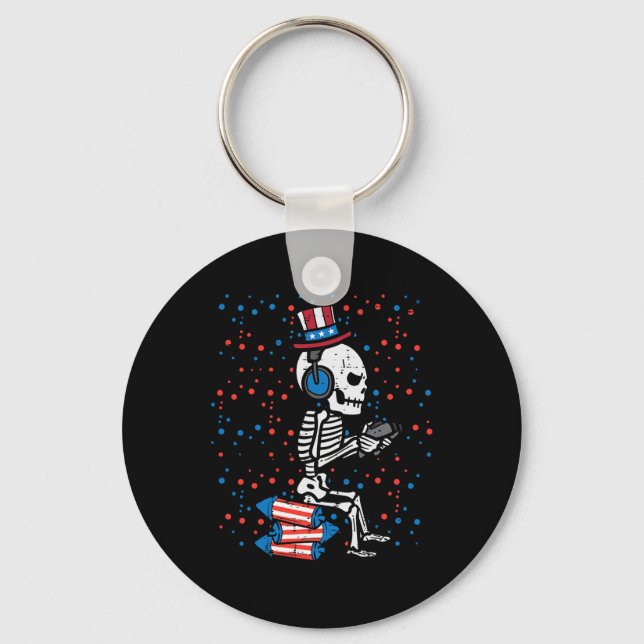 Llavero De Julio Skeleton Gamer Funny America Niños Hombre (Anverso)