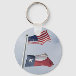 Llavero de la bandera de Tejas y de Estados Unidos
