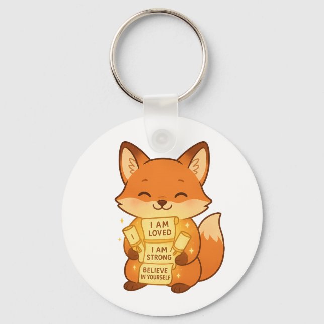 Llavero 💌 de la cadena de claves de Fox Cute - Vibes Posi (Anverso)