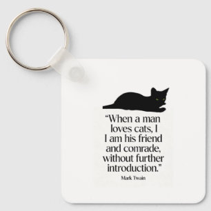 Llavero de la cita del gato de Mark Twain