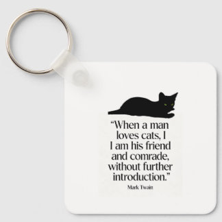 Llavero de la cita del gato de Mark Twain
