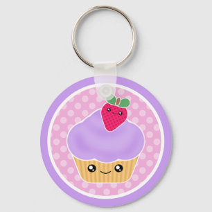 Llavero de la fresa de la magdalena de Kawaii