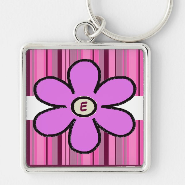 Llavero de la inicial de la raya de la flor (Frente)