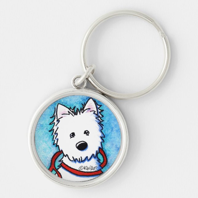 Llavero de la pintura del perro de KiniArt Westie (Frente)