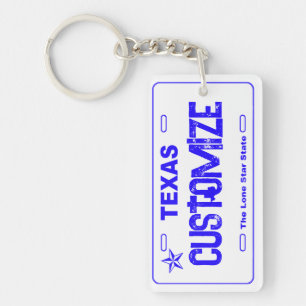 llavero de la placa azul del personalizable de Tex
