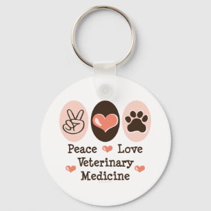 Llavero de la veterinaría del amor de la paz
