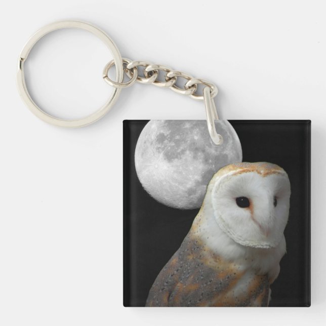 Llavero de lechuza común y luna (Frente)