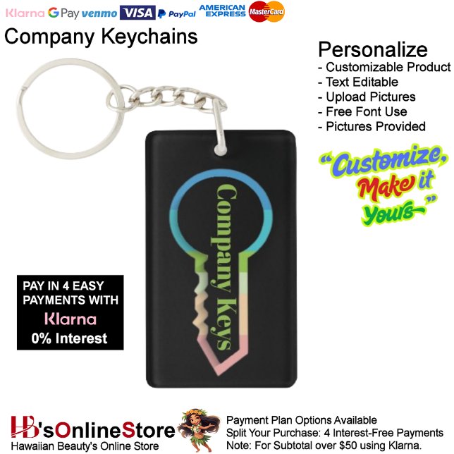 Llavero de Llaves de Empresa Plantilla Personaliza (Company Rectangle Keys Keychain Customizable Template.
)