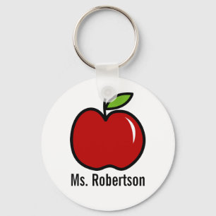 Llavero de maestro con diseño de manzana roja
