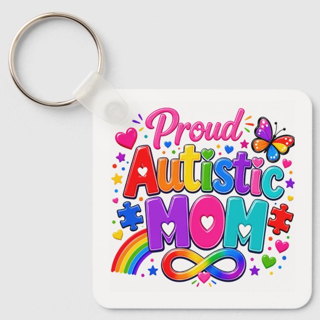 Llavero de Mamá Autista Orgullosa (Anverso)