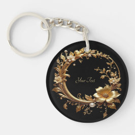 Llavero de Marco Adornado con Floral Dorado