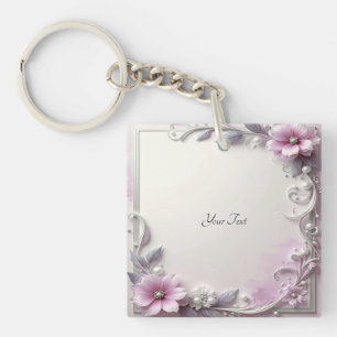 Llavero de Marco Floral Rosa