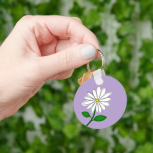 Llavero de Margarita de Lavanda Amuleto Floral D