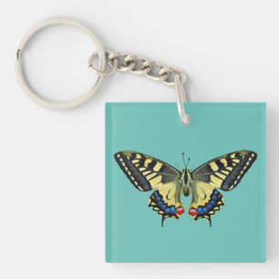 Llavero de mariposa amarilla y negra