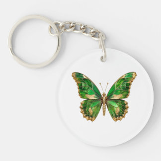 Llavero de Mariposa de Vidrio Emplomado Dorado Esm