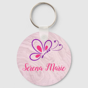 Llavero de Mariposa Rosa y Morada
