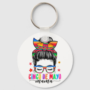 Llavero De Mayo Mama Messy Bun Hair Mamá Mexicana Da