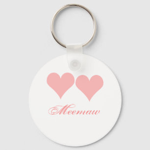 Llavero de Meemaw con los corazones rosados