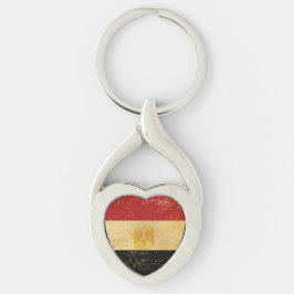 Llavero de metal con bandera de Egipto vintage