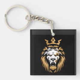 Llavero de metal con león de corona real