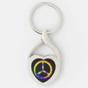Llavero de Metal con Símbolo de Paz en Tie Dye