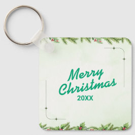 Llavero de metal cuadrado de Navidad personalizado