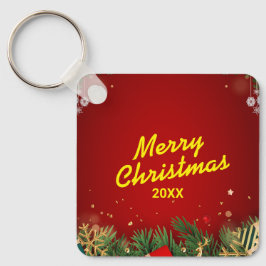 Llavero de metal cuadrado de Navidad personalizado
