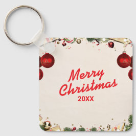 Llavero de metal cuadrado de Navidad personalizado