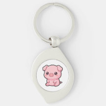 Llavero de metal de cerdito bebé lindo