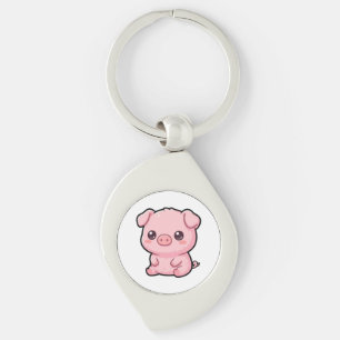 Llavero de metal de cerdito bebé lindo