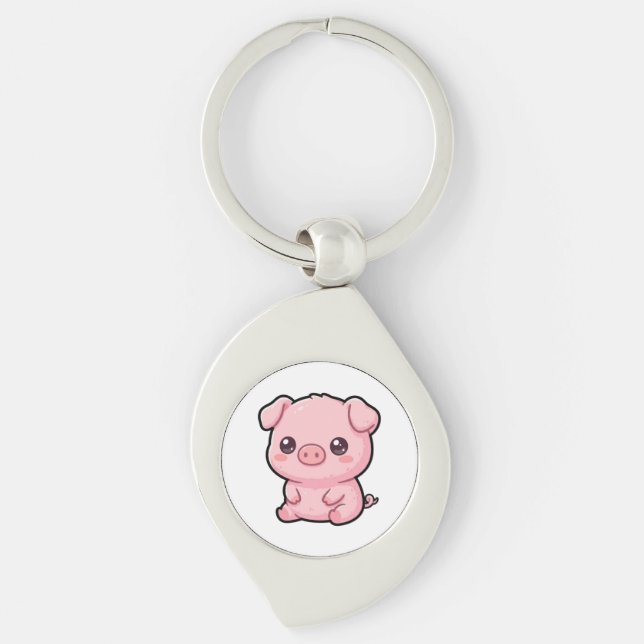 Llavero de metal de cerdito bebé lindo (Anverso)