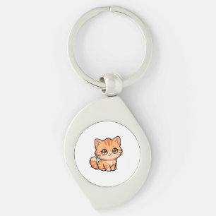 Llavero de metal de gatito atigrado naranja lindo
