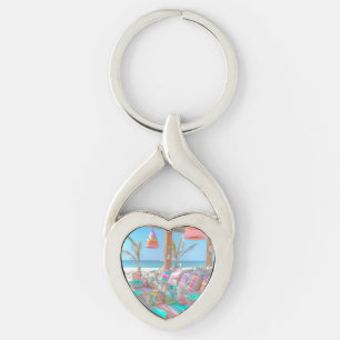 Llavero de metal en forma de corazón – Verano colo