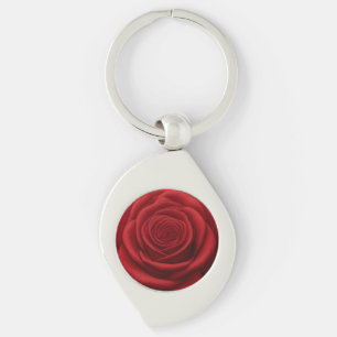 Llavero de metal - Flor de rosa roja