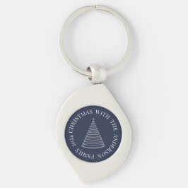 Llavero de metal personalizado de Navidad azul mar