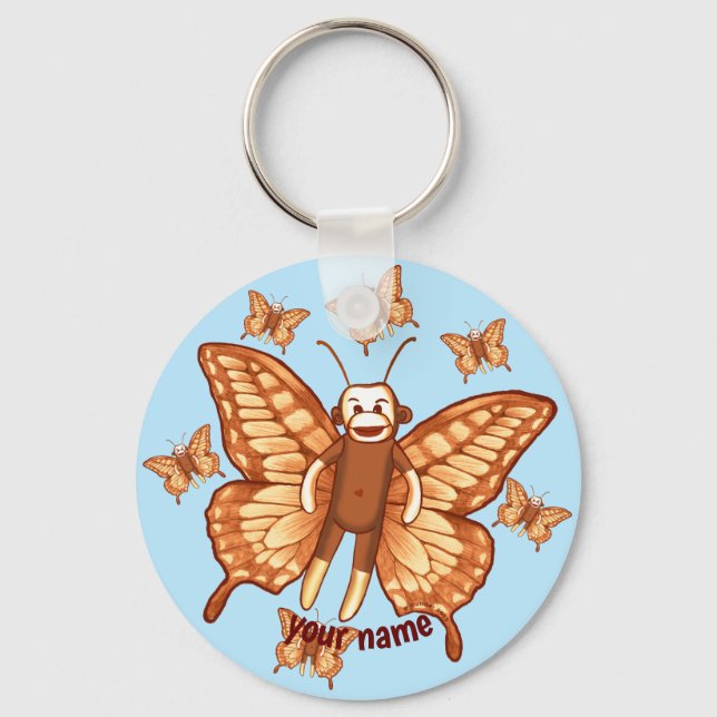 Llavero de mono de calcetín mariposa (Anverso)